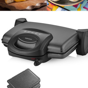 Gurmex Antrasit 1750 Watt Granit Çıkarılabilir Plakalı 5 Kademe Isı Ayarlı Tost Ve Izgara Makinesi